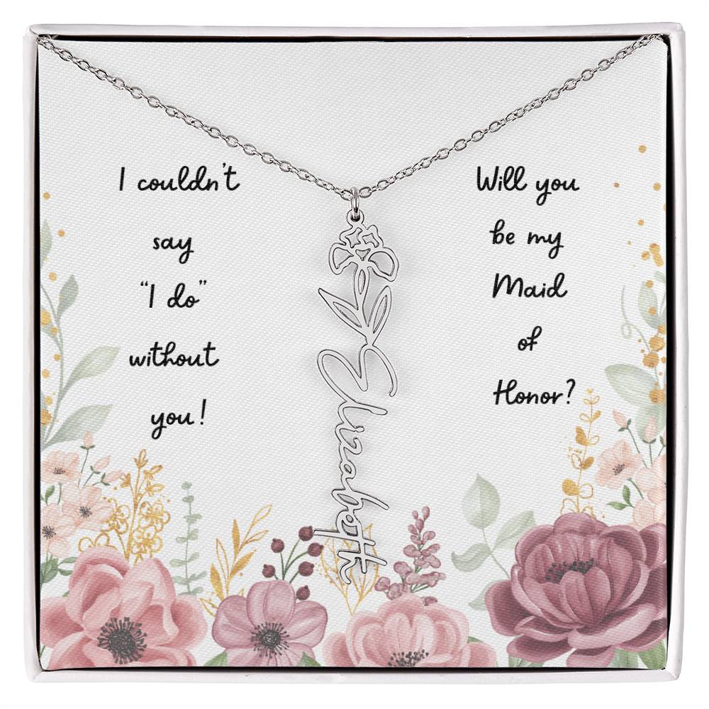 Will You Be My Maid of Honor | Personalized Birth Flower Necklace