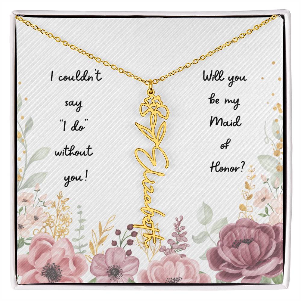 Will You Be My Maid of Honor | Personalized Birth Flower Necklace