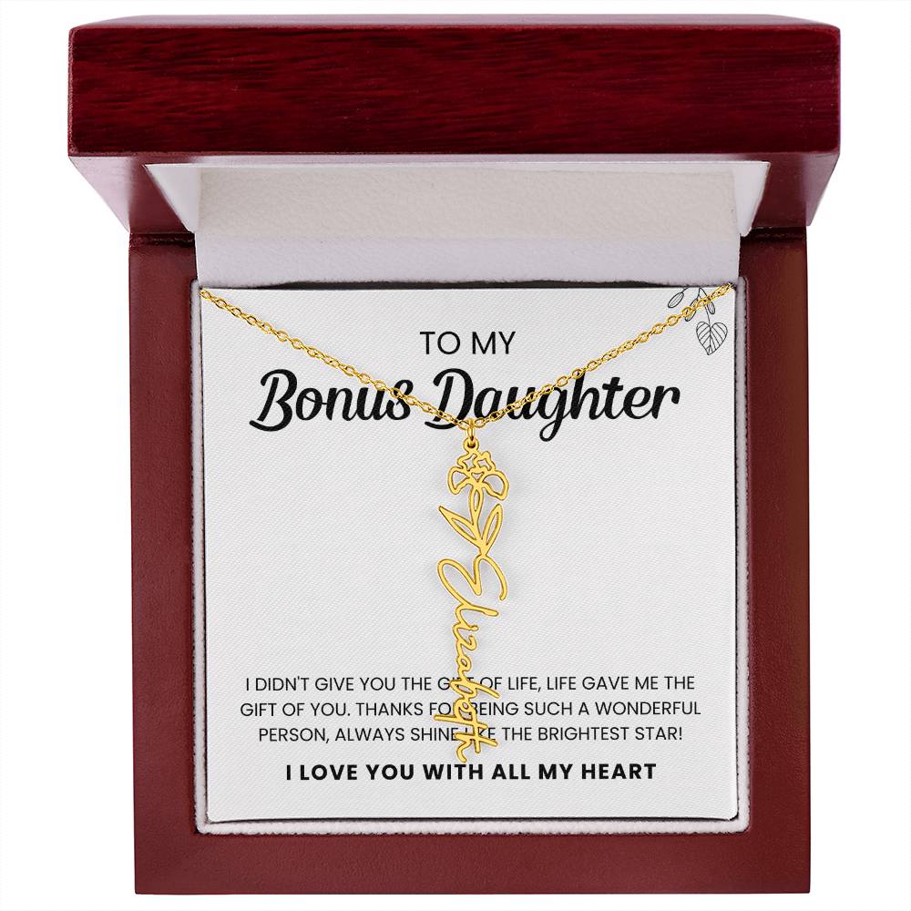 To My Bonus Daughter | Shine Like the Brightest Star | Birth Flower Necklace