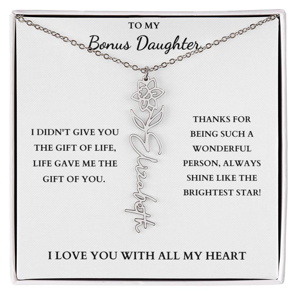 To My Bonus Daughter | Birth Flower Necklace