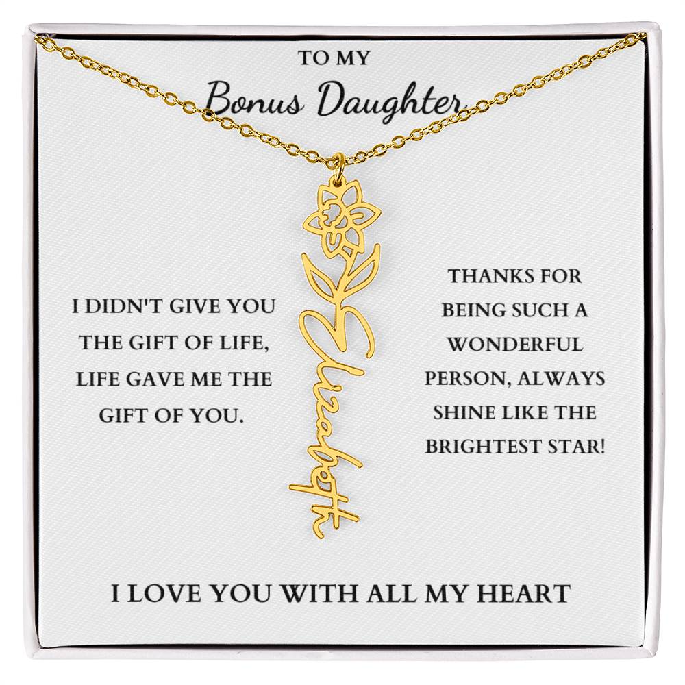 To My Bonus Daughter | Birth Flower Necklace