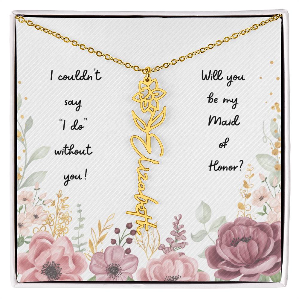 Will You Be My Maid of Honor | Personalized Birth Flower Necklace