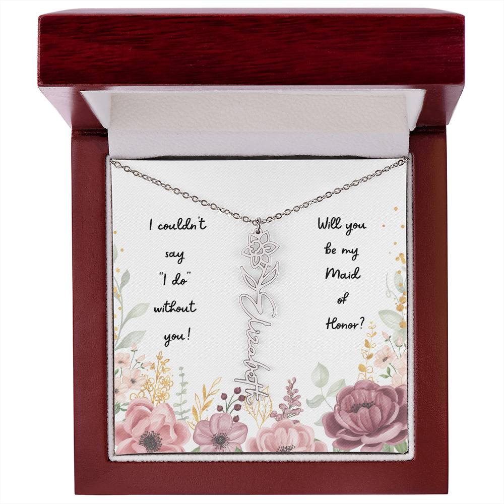 Will You Be My Maid of Honor | Personalized Birth Flower Necklace