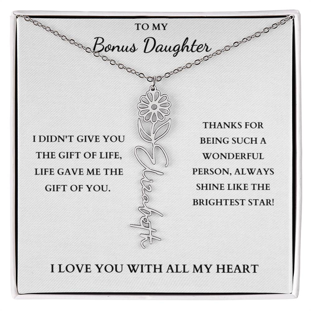 To My Bonus Daughter | Birth Flower Necklace