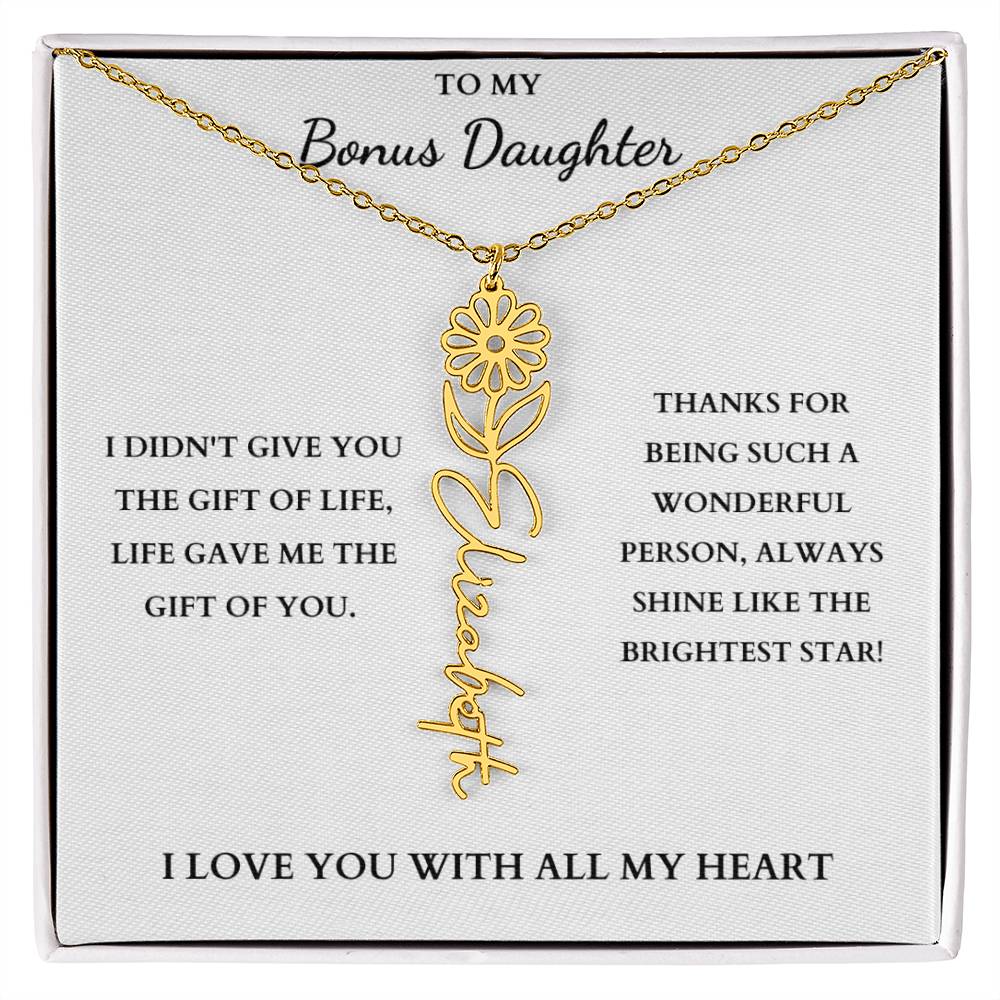 To My Bonus Daughter | Birth Flower Necklace