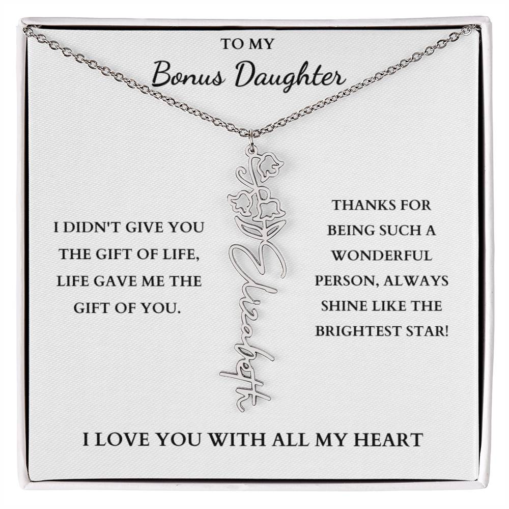 To My Bonus Daughter | Birth Flower Necklace