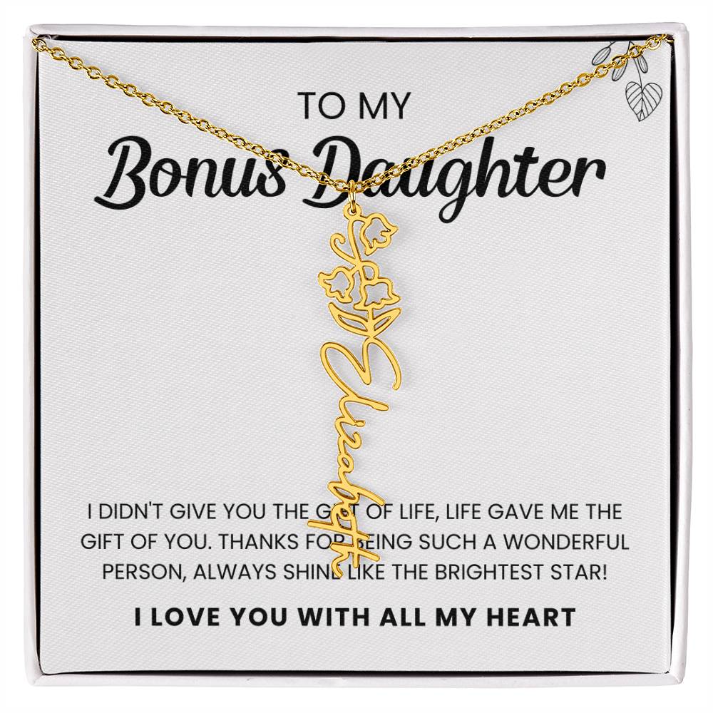 To My Bonus Daughter | Shine Like the Brightest Star | Birth Flower Necklace