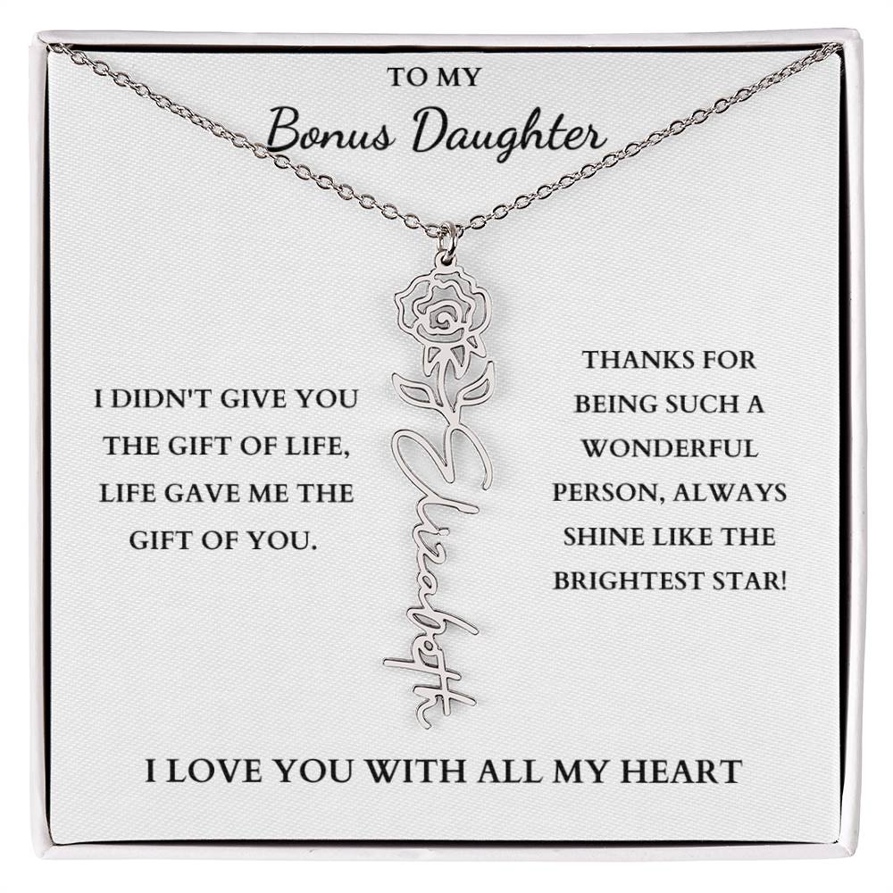 To My Bonus Daughter | Birth Flower Necklace