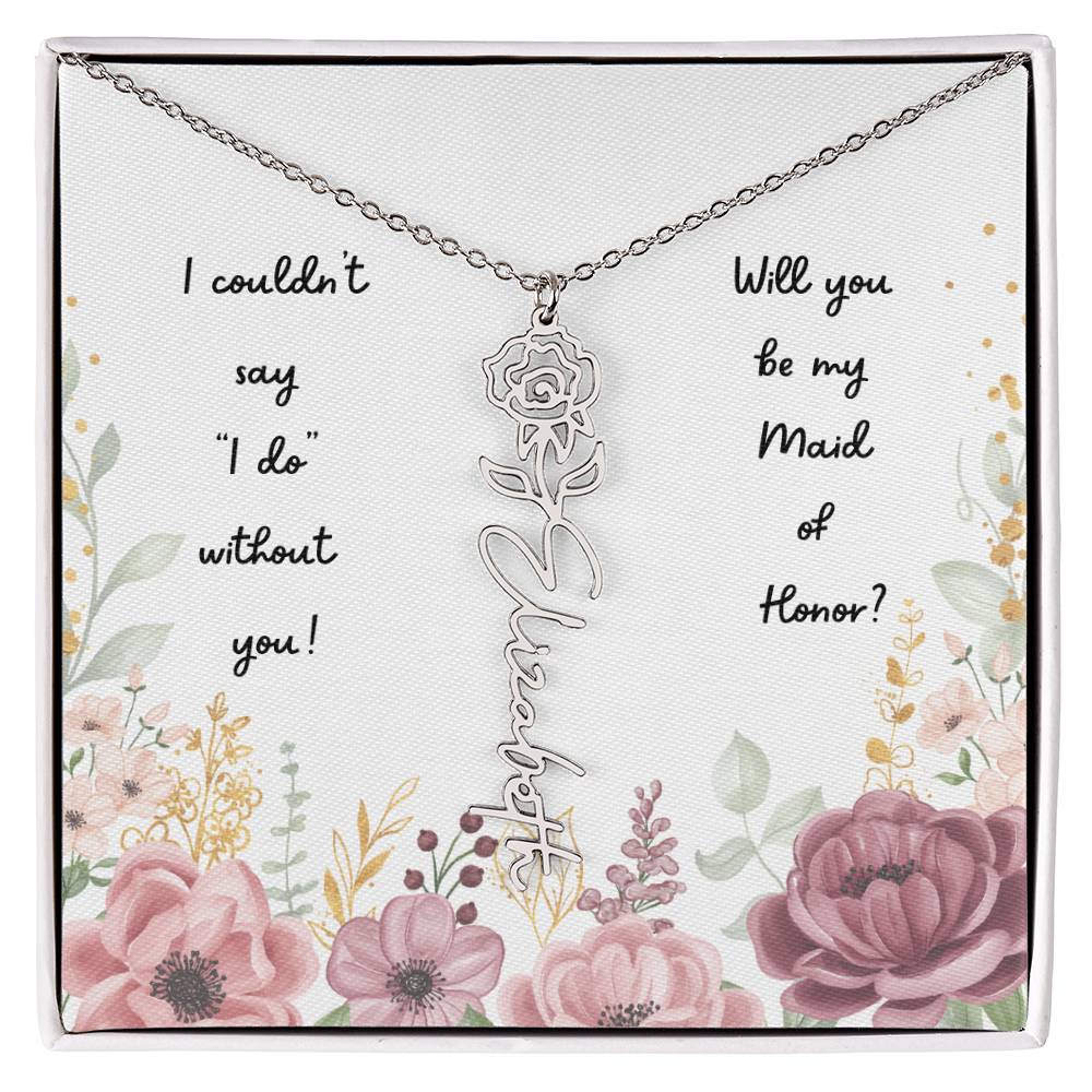 Will You Be My Maid of Honor | Personalized Birth Flower Necklace