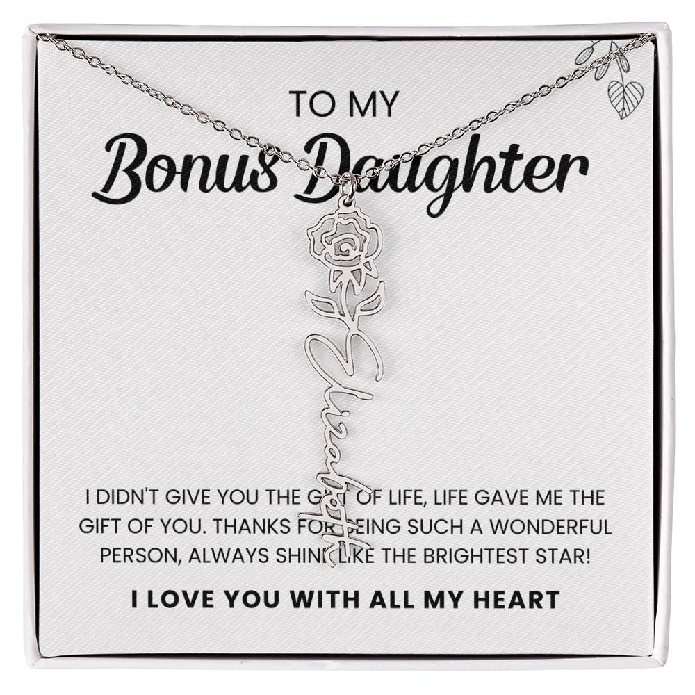 To My Bonus Daughter | Shine Like the Brightest Star | Birth Flower Necklace