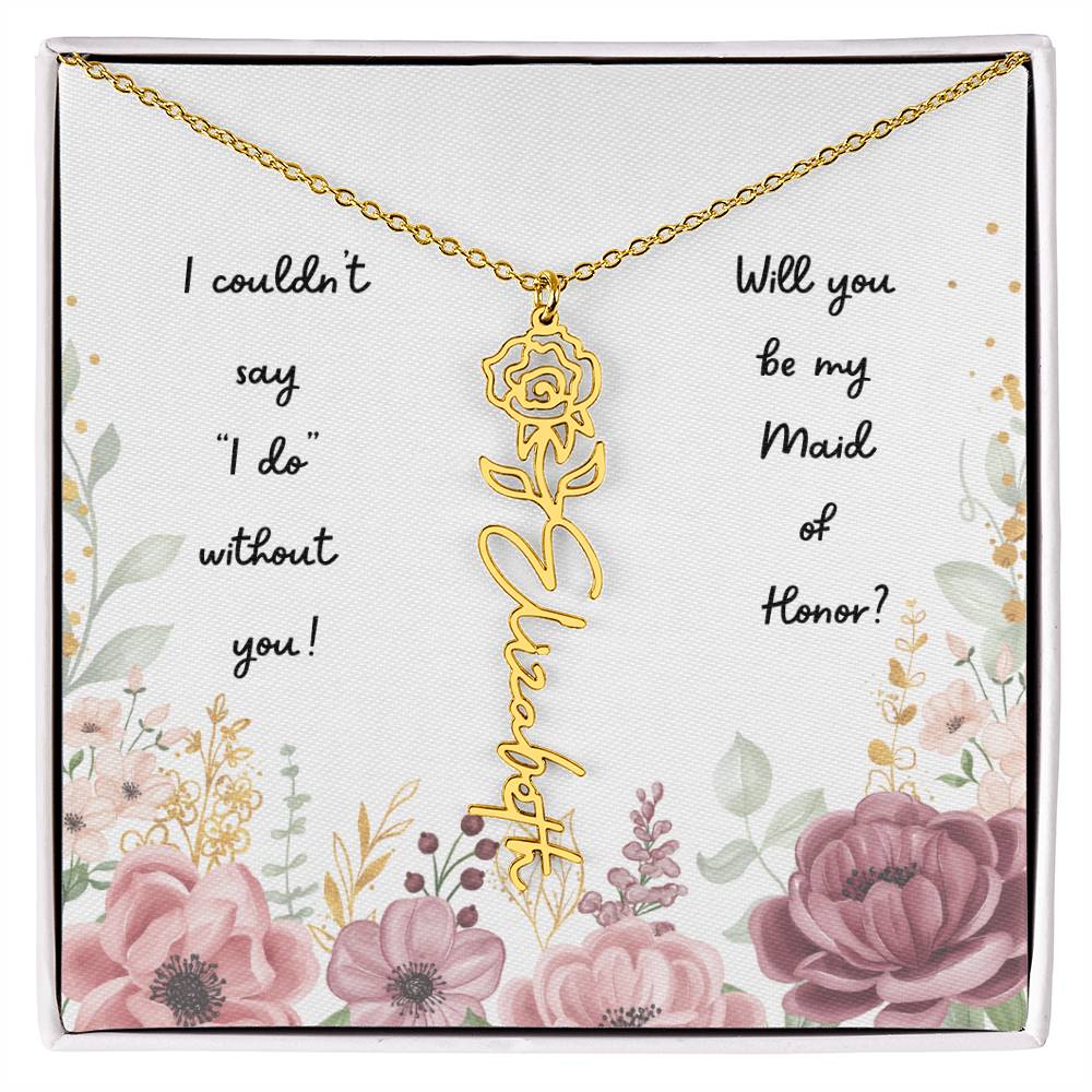 Will You Be My Maid of Honor | Personalized Birth Flower Necklace