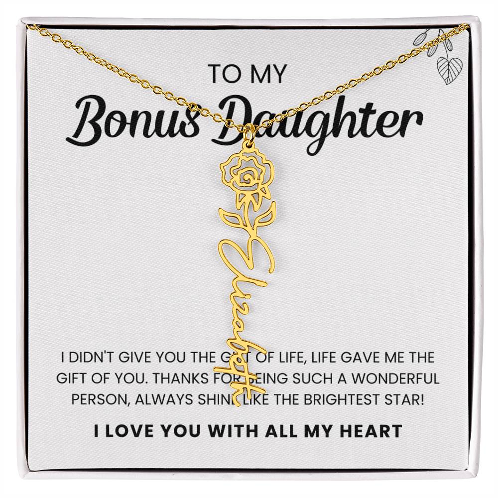 To My Bonus Daughter | Shine Like the Brightest Star | Birth Flower Necklace