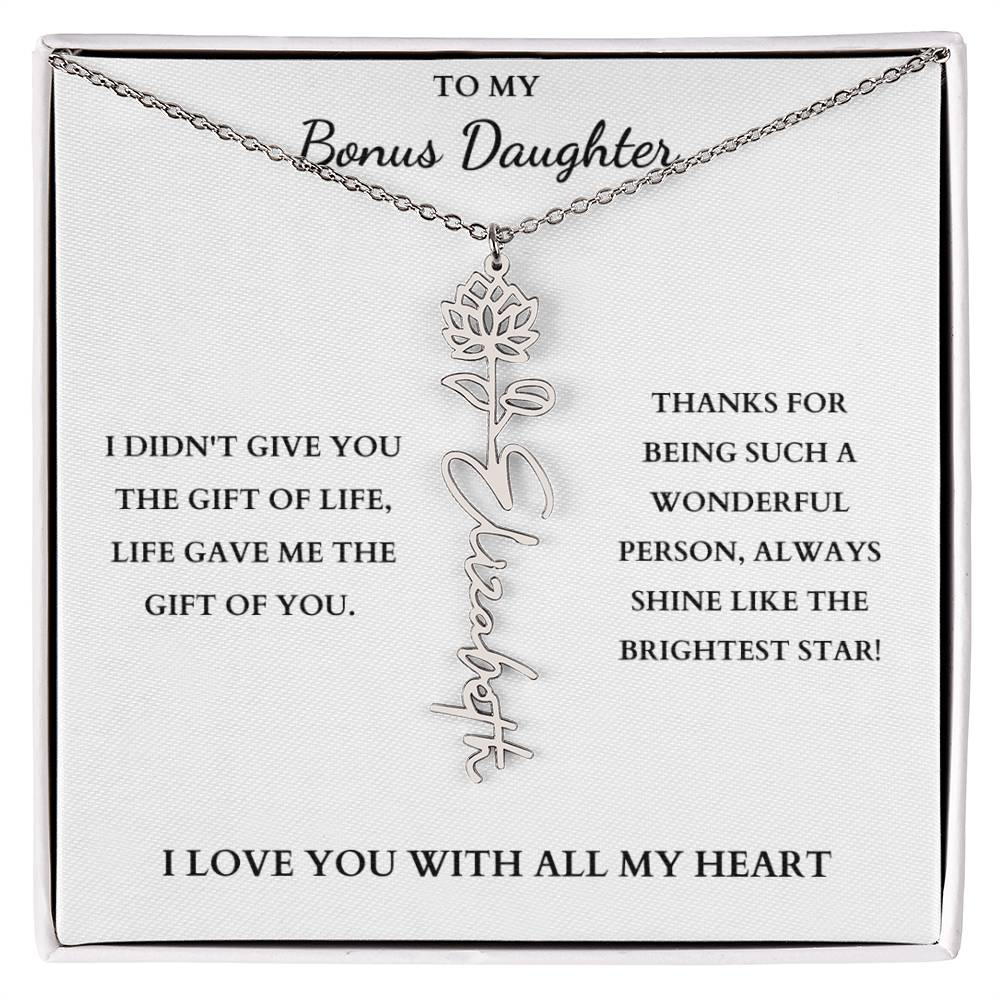 To My Bonus Daughter | Birth Flower Necklace