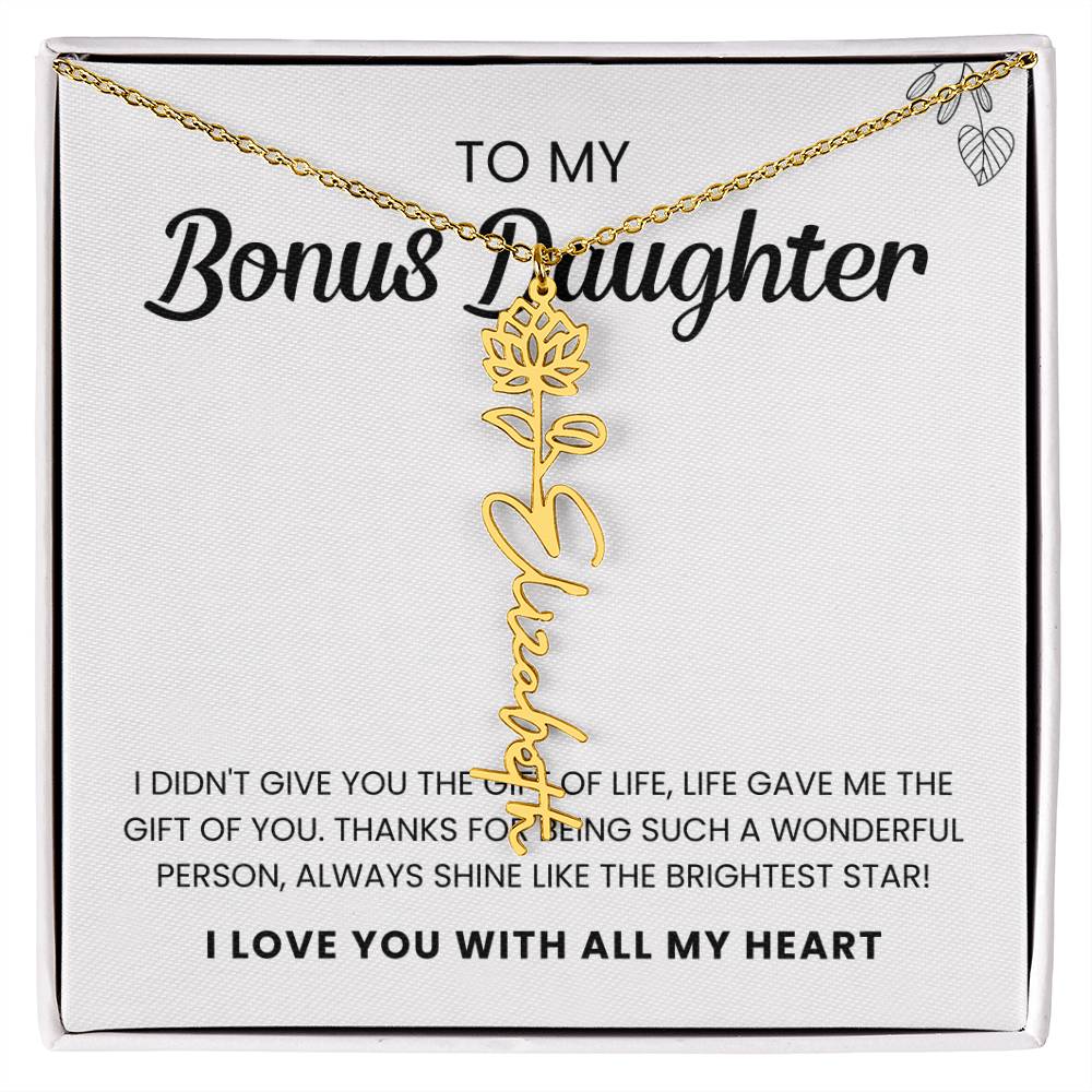 To My Bonus Daughter | Shine Like the Brightest Star | Birth Flower Necklace