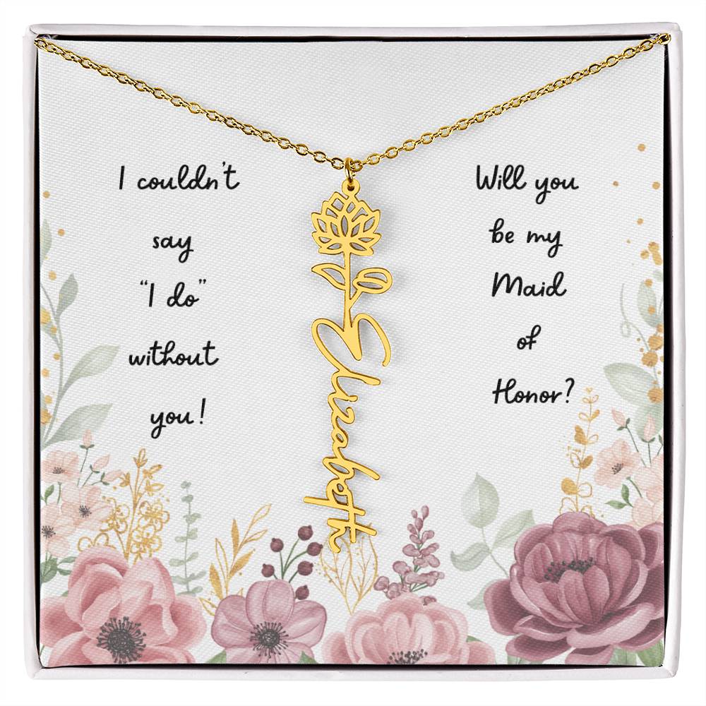 Will You Be My Maid of Honor | Personalized Birth Flower Necklace