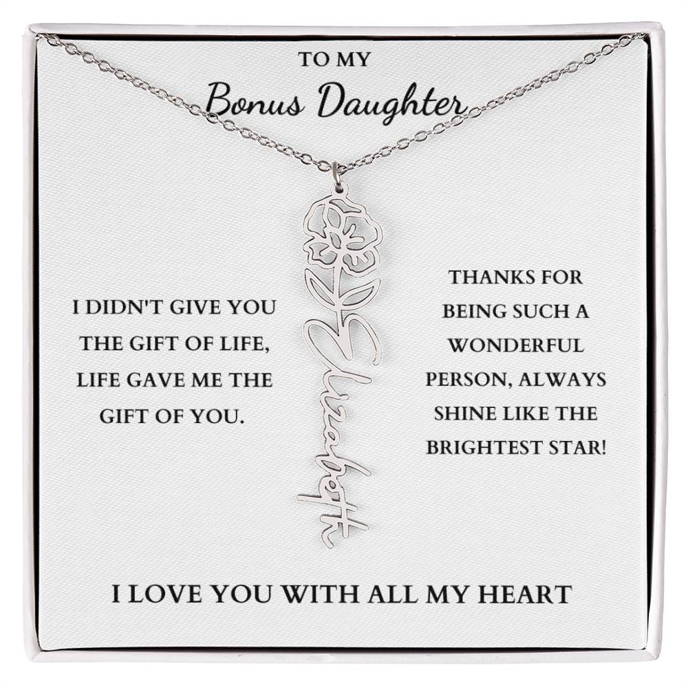 To My Bonus Daughter | Birth Flower Necklace