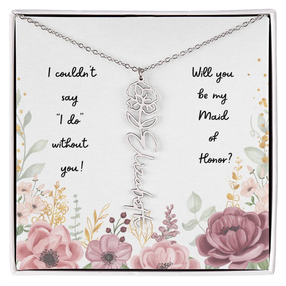 Will You Be My Maid of Honor | Personalized Birth Flower Necklace