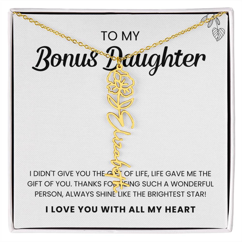 To My Bonus Daughter | Shine Like the Brightest Star | Birth Flower Necklace