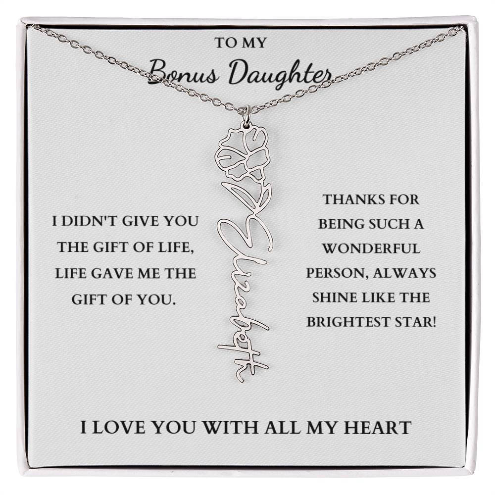 To My Bonus Daughter | Birth Flower Necklace