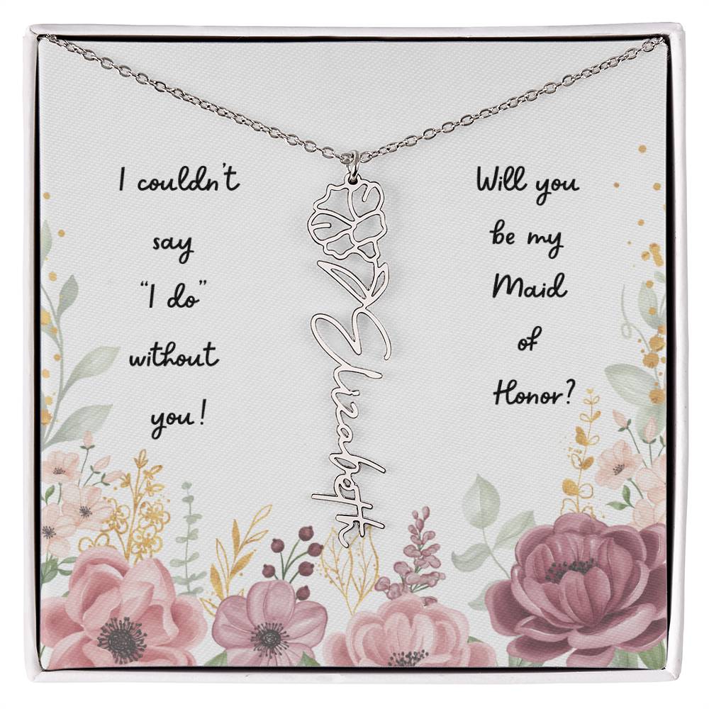 Will You Be My Maid of Honor | Personalized Birth Flower Necklace