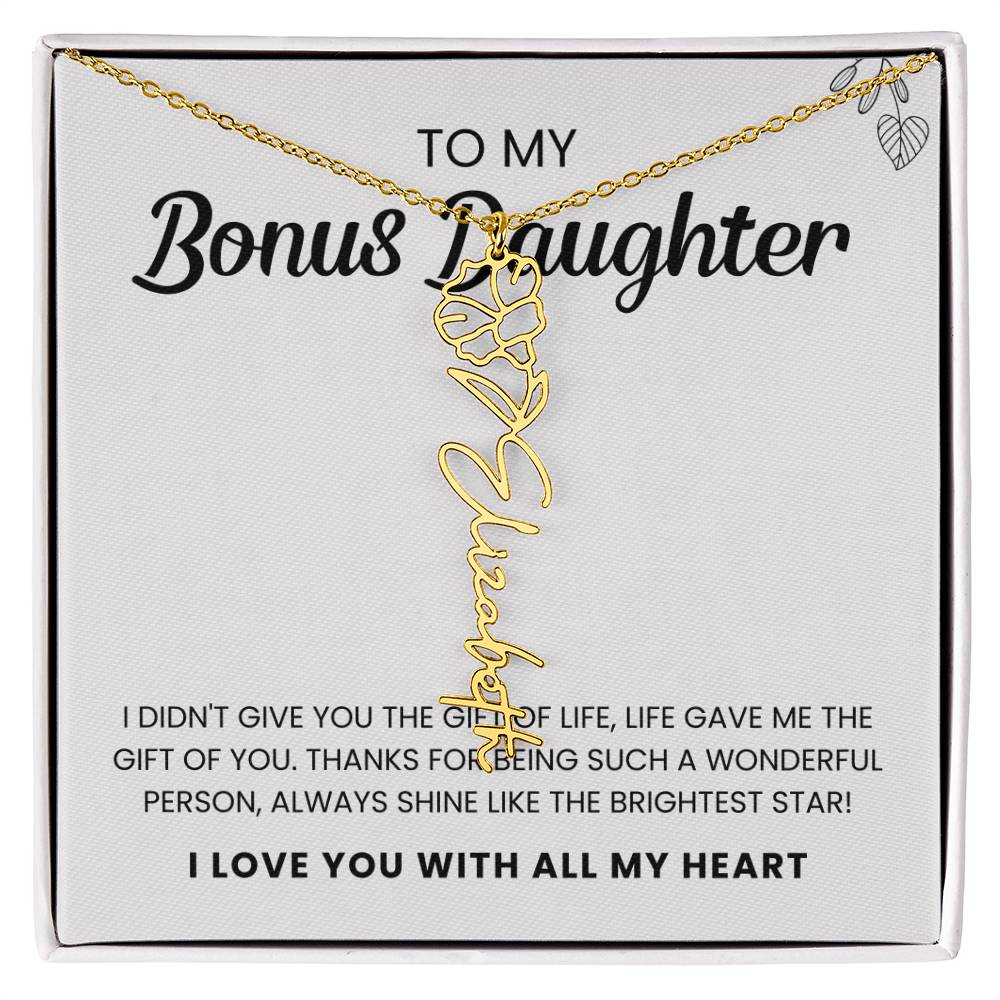 To My Bonus Daughter | Shine Like the Brightest Star | Birth Flower Necklace