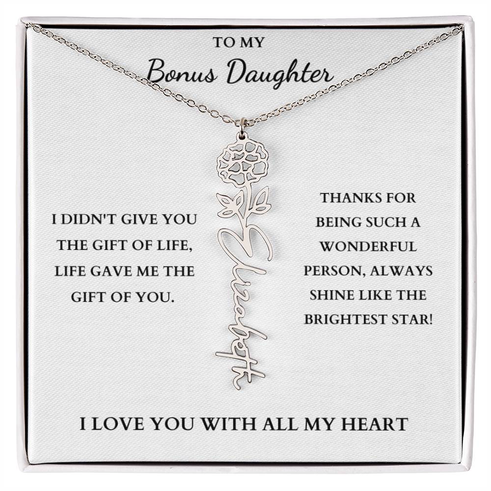 To My Bonus Daughter | Birth Flower Necklace