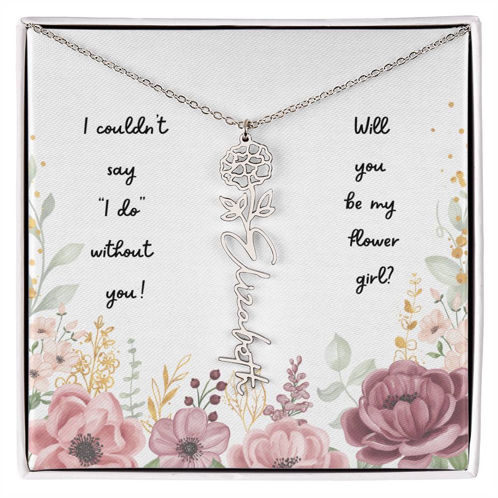 Will You Be My Flower Girl | Personalized Birth Flower Necklace