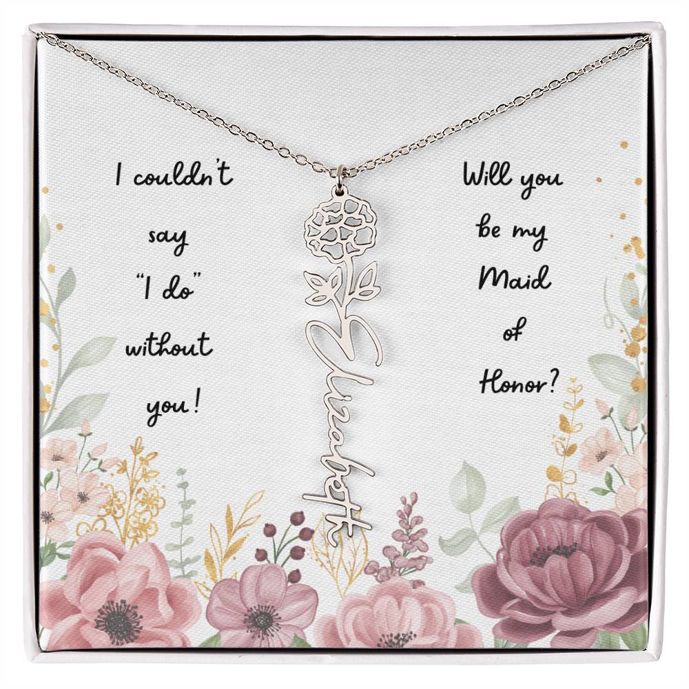 Will You Be My Maid of Honor | Personalized Birth Flower Necklace