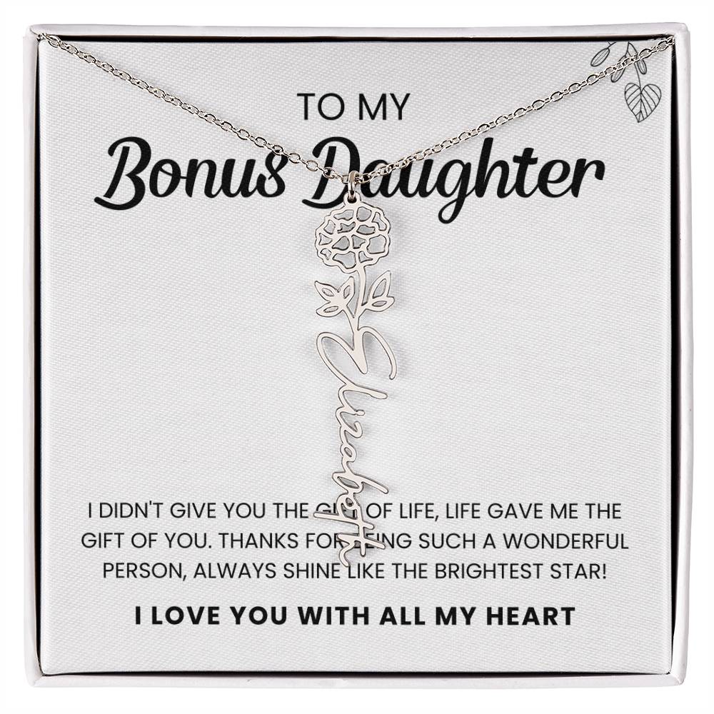 To My Bonus Daughter | Shine Like the Brightest Star | Birth Flower Necklace