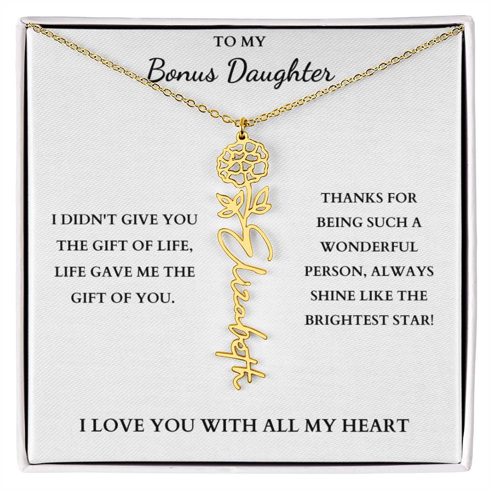 To My Bonus Daughter | Birth Flower Necklace