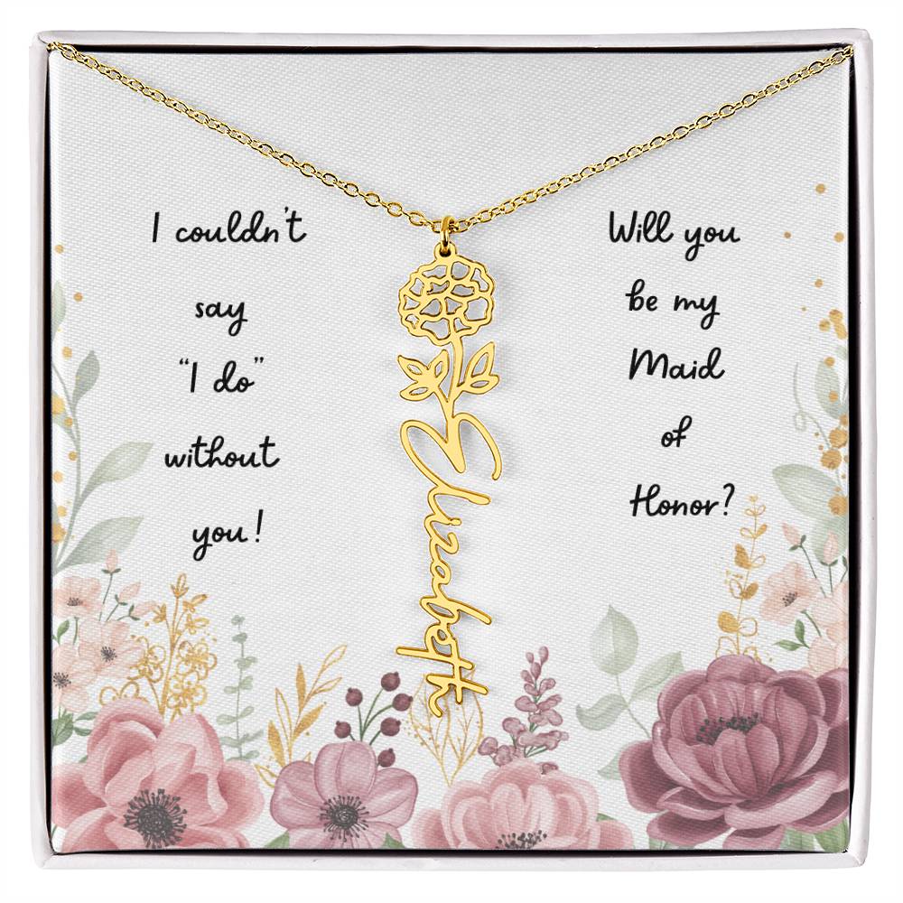 Will You Be My Maid of Honor | Personalized Birth Flower Necklace