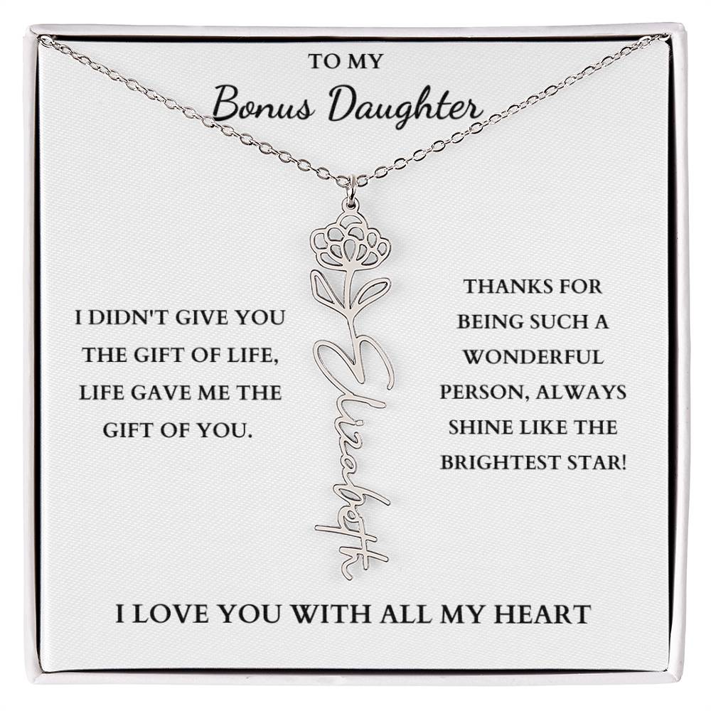 To My Bonus Daughter | Birth Flower Necklace