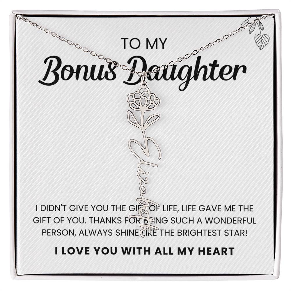 To My Bonus Daughter | Shine Like the Brightest Star | Birth Flower Necklace