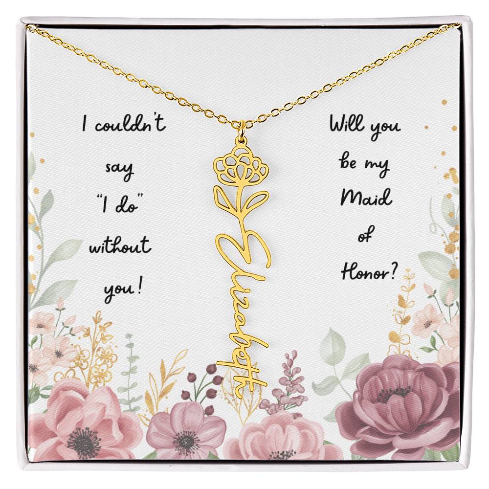 Will You Be My Maid of Honor | Personalized Birth Flower Necklace