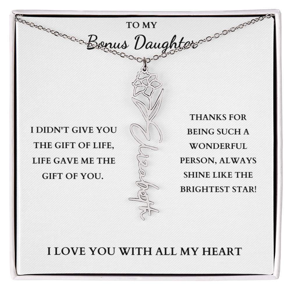 To My Bonus Daughter | Birth Flower Necklace