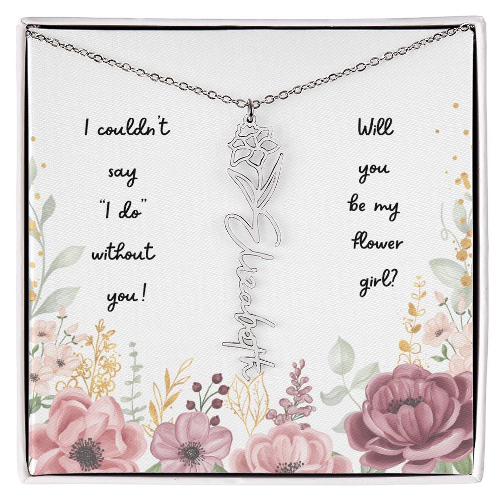 Will You Be My Flower Girl | Personalized Birth Flower Necklace