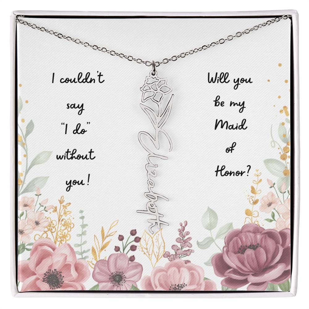 Will You Be My Maid of Honor | Personalized Birth Flower Necklace