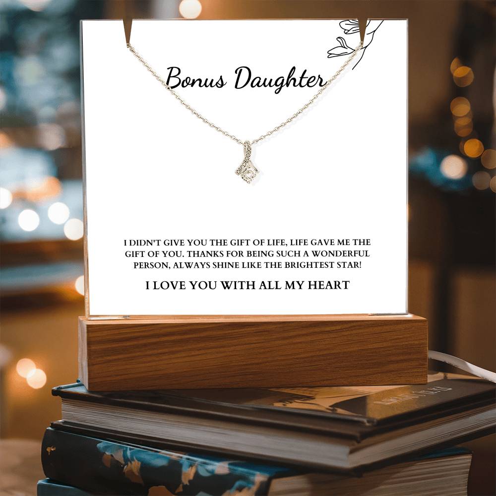 Bonus Daughter | Shine Like The Brightest Star | Necklace + Acrylic Plaque