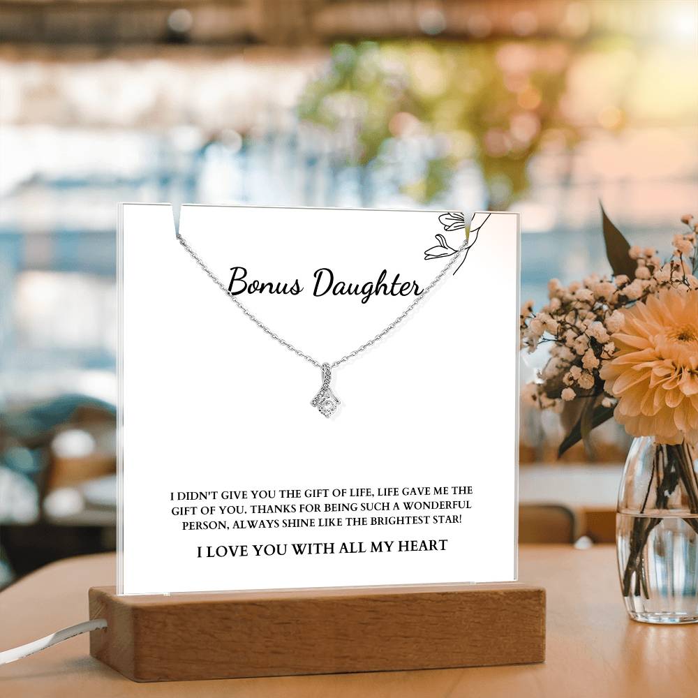 Bonus Daughter | Shine Like The Brightest Star | Necklace + Acrylic Plaque