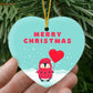 Merry Christmas Penguin Heart Ornament