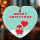 Merry Christmas Penguin Heart Ornament