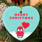 Merry Christmas Penguin Heart Ornament
