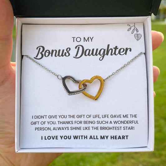 To My Bonus Daughter | Shine Like The Brightest Star | Interlocking Hearts