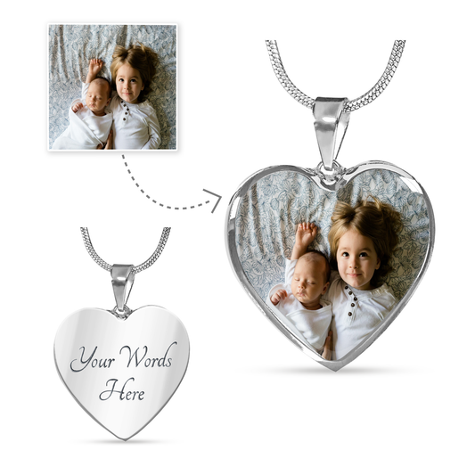 Personalized Photo Heart Necklace 18k Gold Finish Option - Glitter By Kate Wild