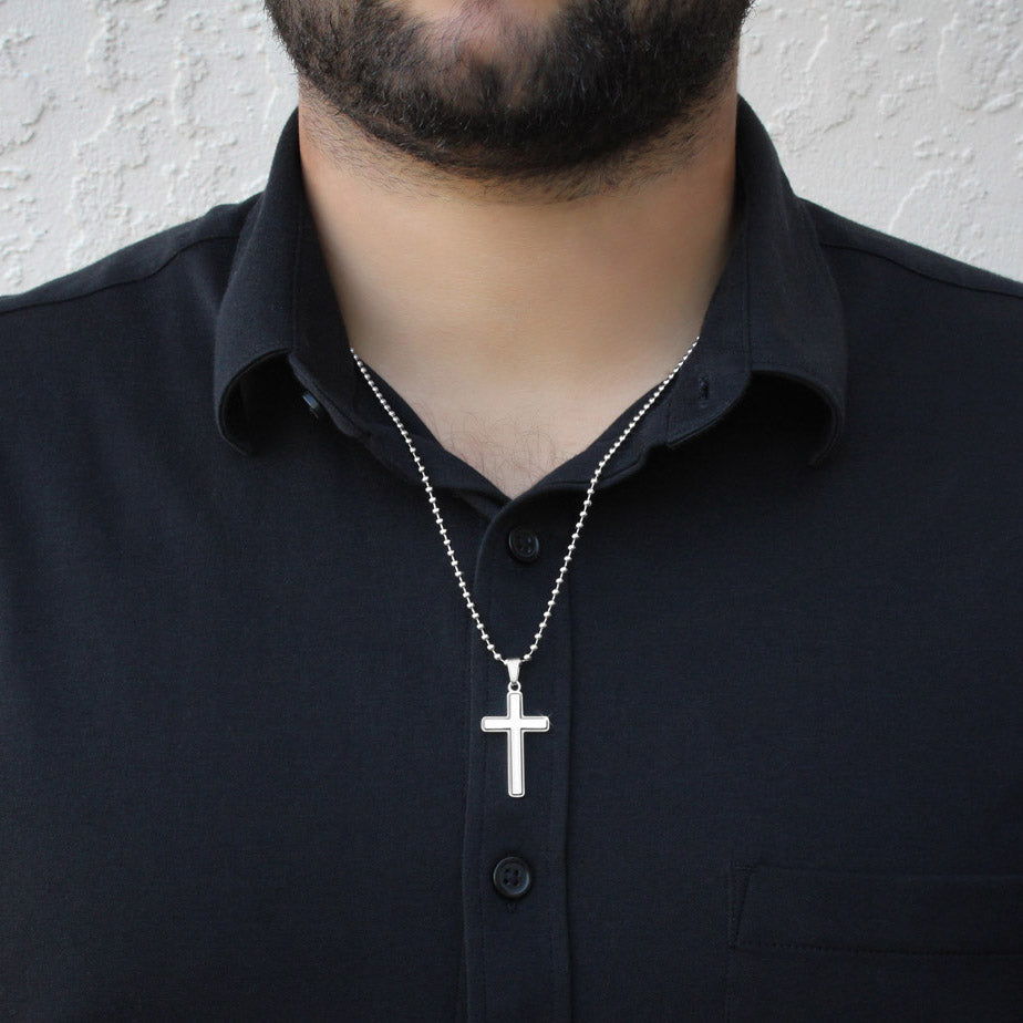 Confirmation Stainless Steel Cross with Engraving (Ball Chain)