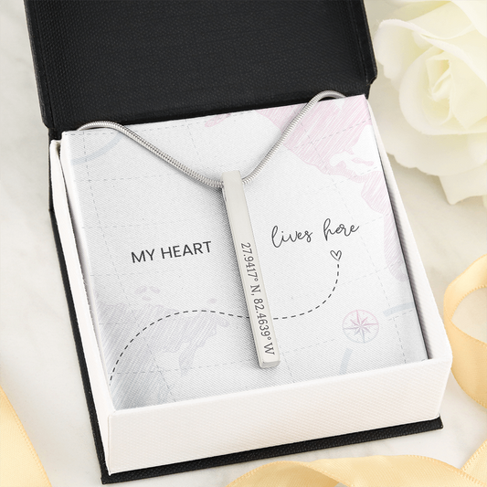 My Heart Lives Here | Personalized Coordinates Necklace