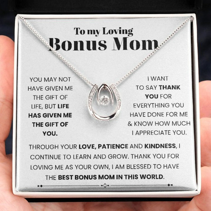 To My Loving Bonus Mom | I Am Blessed To Have You | Lucky In Love Necklace