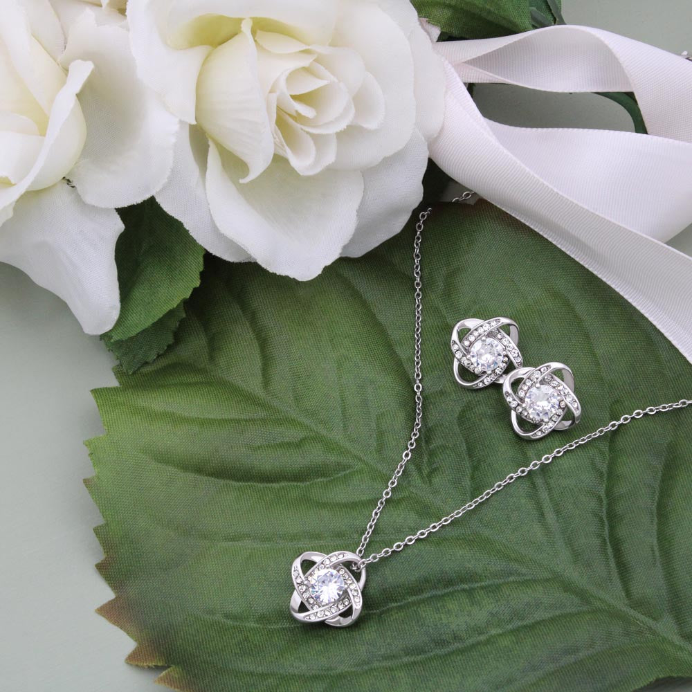 Personalized Maid of Honor 14k White Gold Plated Necklace & Earrings