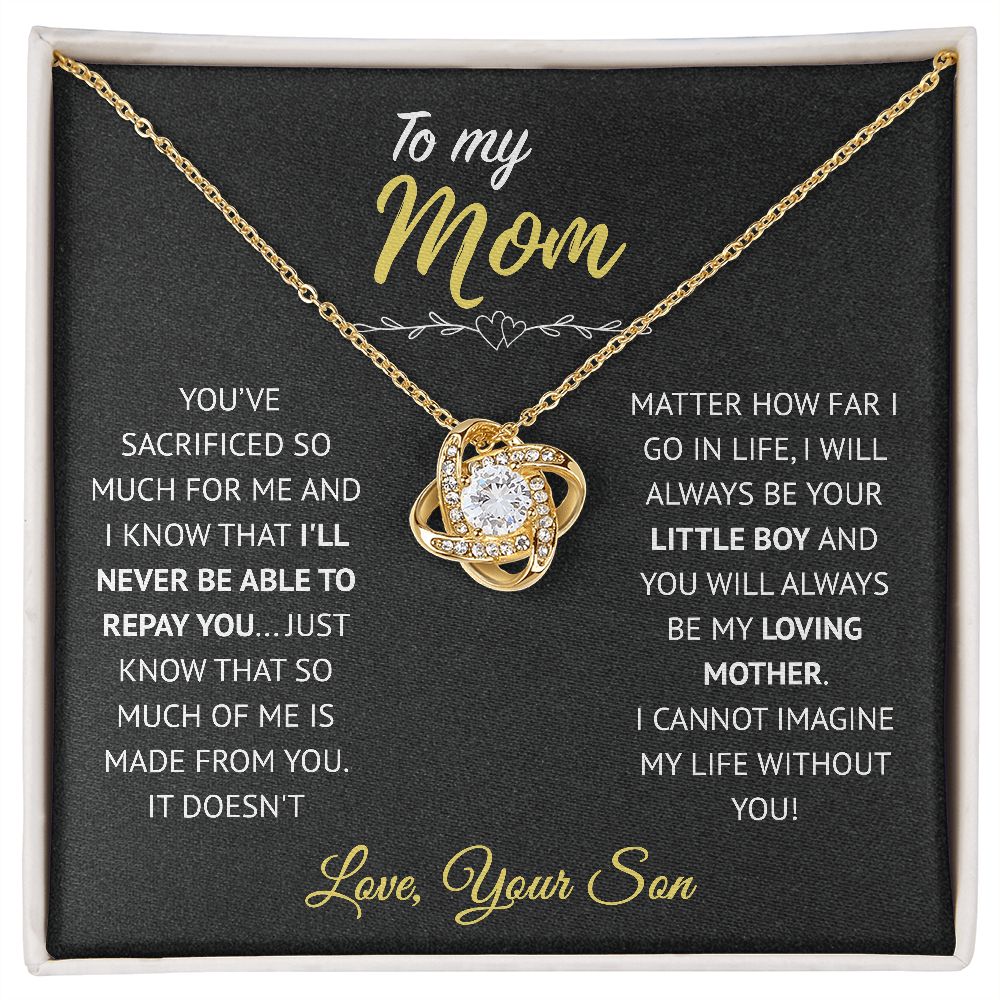 To My Mom | I Can't Imagine Life Without You| Love Knot Necklace
