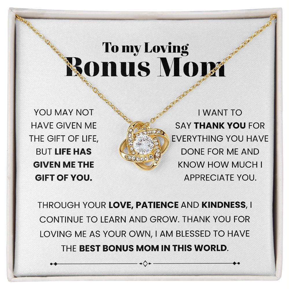 To My Loving Bonus Mom | I Am Blessed To Have You| Love Knot Necklace